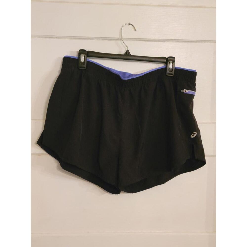 Asics Womens XL Shorts Black Athletic Running Zip Pocket Lined Activewear